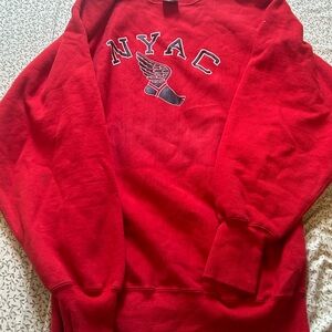 Vintage 1990s Champion Red Reverse Weave Sweatshirt, NYAC size XL (fits like L)